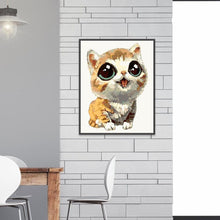Charger l&#39;image dans la galerie, Chat jaune - diamant rond complet - 25x30cm
