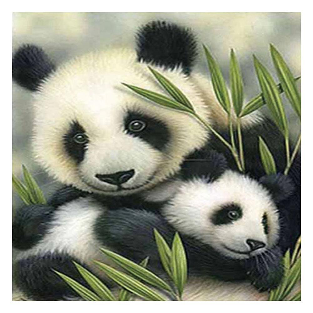 Panda mignon - diamant rond complet - 30x30cm