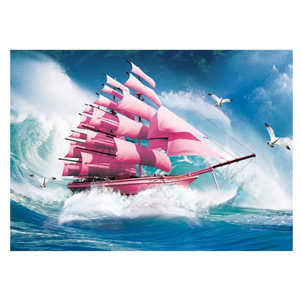 Voilier - peinture diamant - 40x30cm