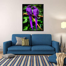 Charger l&#39;image dans la galerie, Perroquets violets - peinture diamant pleine - 40x30cm
