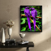 Charger l&#39;image dans la galerie, Perroquets violets - peinture diamant pleine - 40x30cm
