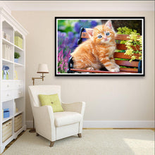 Charger l&#39;image dans la galerie, Chat assis - peinture en diamant complet - 40x30cm

