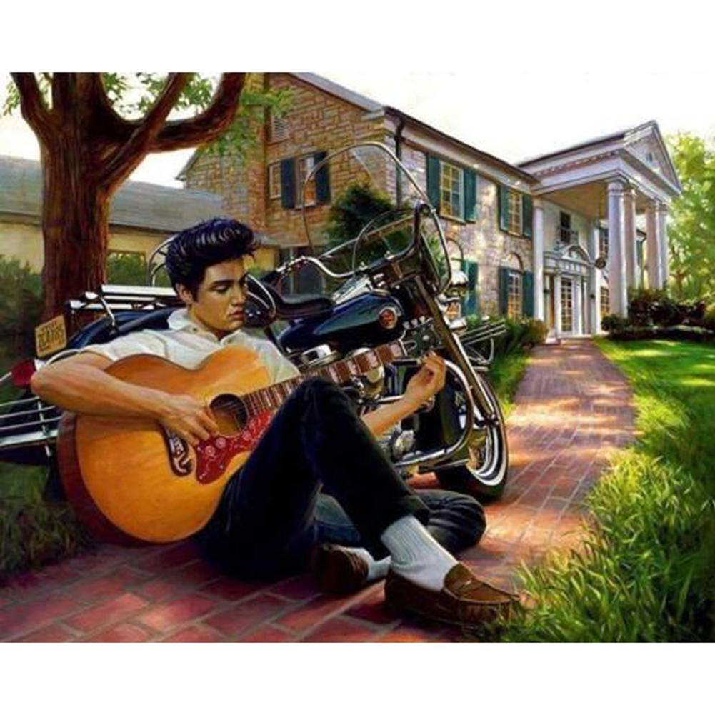 Instrument de musique - diamant rond complet - 30x40cm