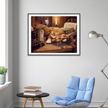 Charger l&#39;image dans la galerie, Chat endormi - peinture en diamant complet - 40x30cm
