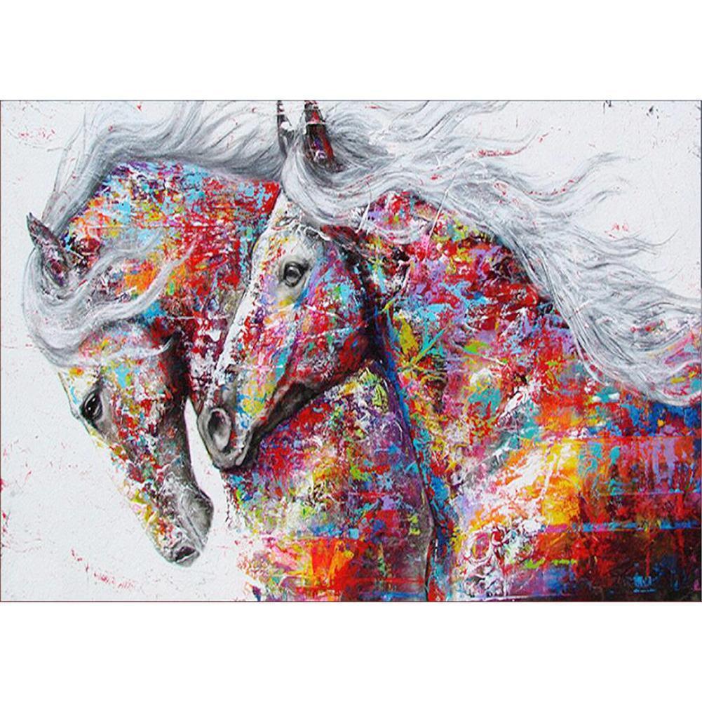 Cheval coloré - peinture complète de diamant - 40x30cm