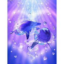 Charger l&#39;image dans la galerie, Dolphin love - diamant rond complet - 40x30cm
