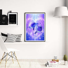 Charger l&#39;image dans la galerie, Dolphin love - diamant rond complet - 40x30cm
