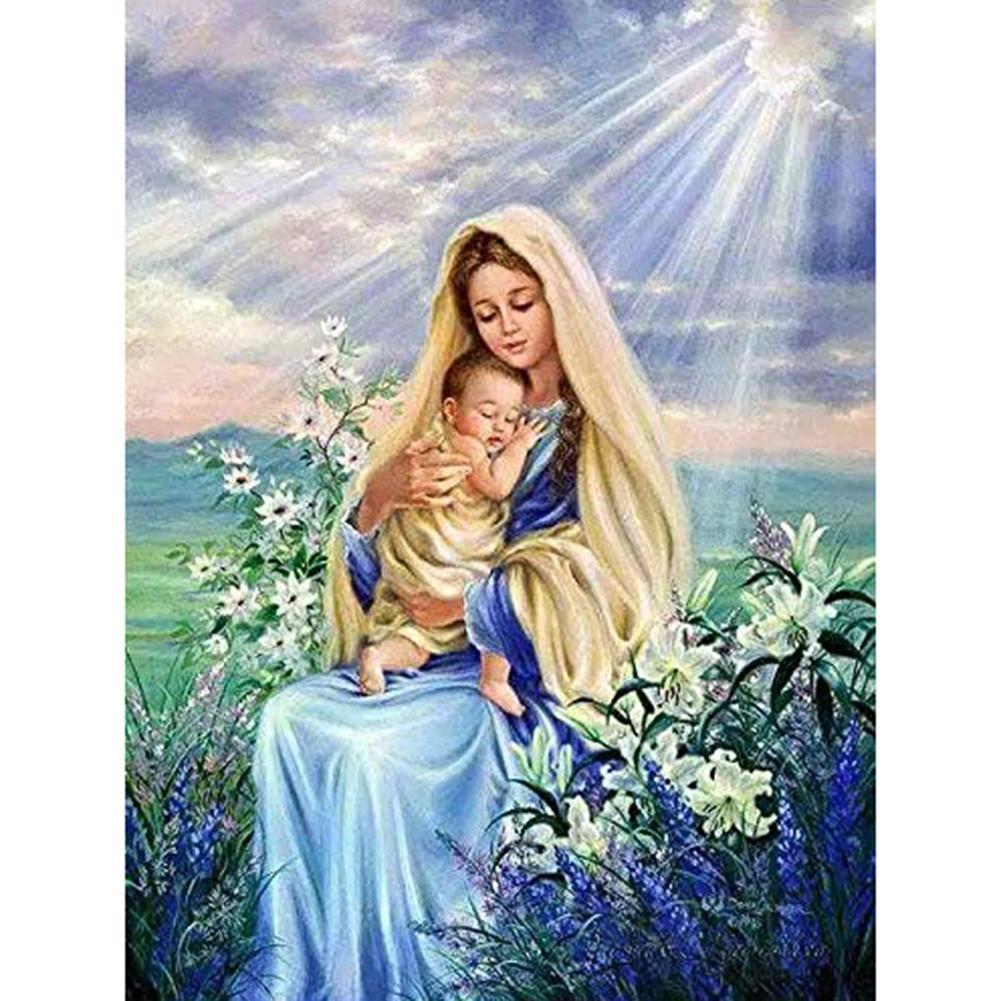 Maman enfants - diamant rond complet - 30x40cm