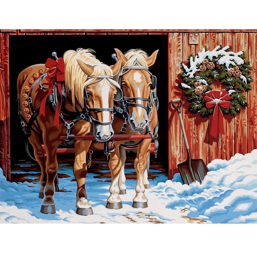 Animaux mignons - diamant rond complet - 40x30cm