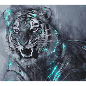 Tigre - diamant rond complet - 40x30cm