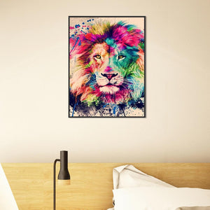 [Multi-Taille en option]Lion Coloré - Complète Rond/Carré Daimond Painting