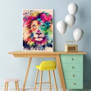 [Multi-Taille en option]Lion Coloré - Complète Rond/Carré Daimond Painting