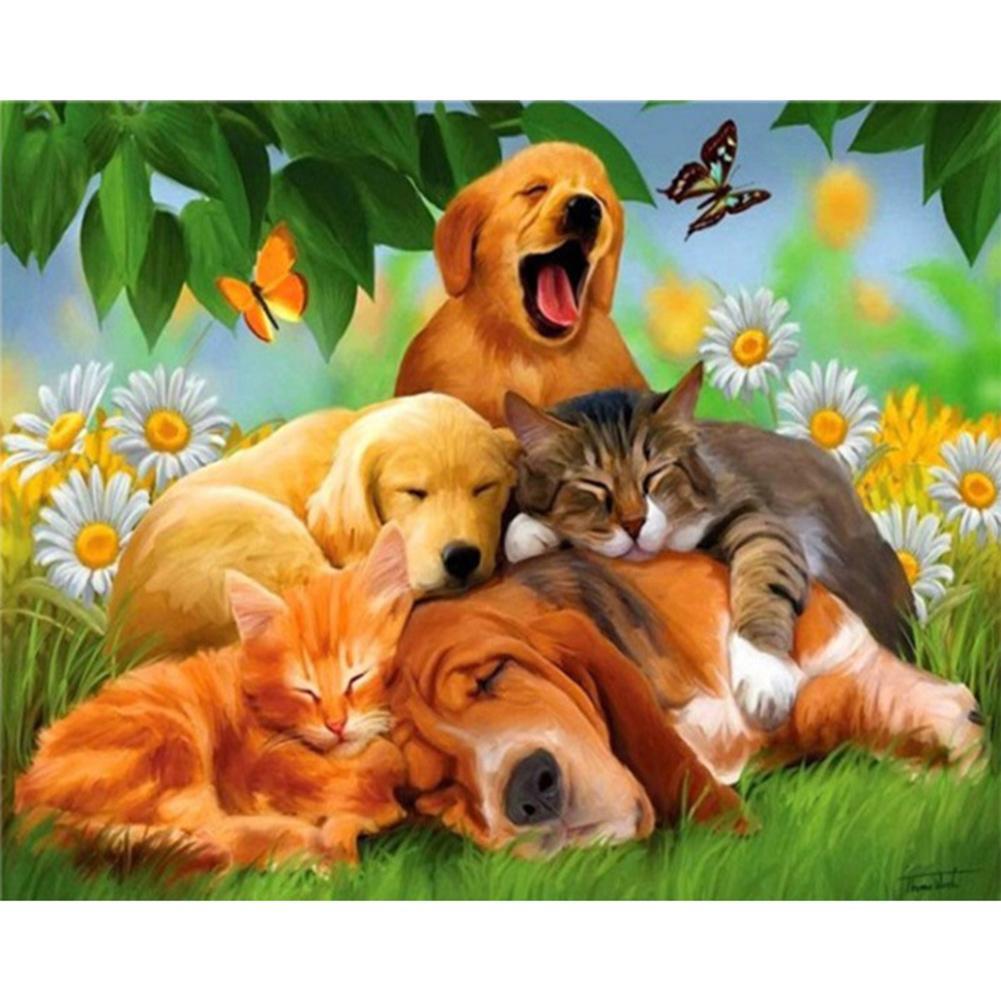 Animaux - diamant rond complet - 40x30cm