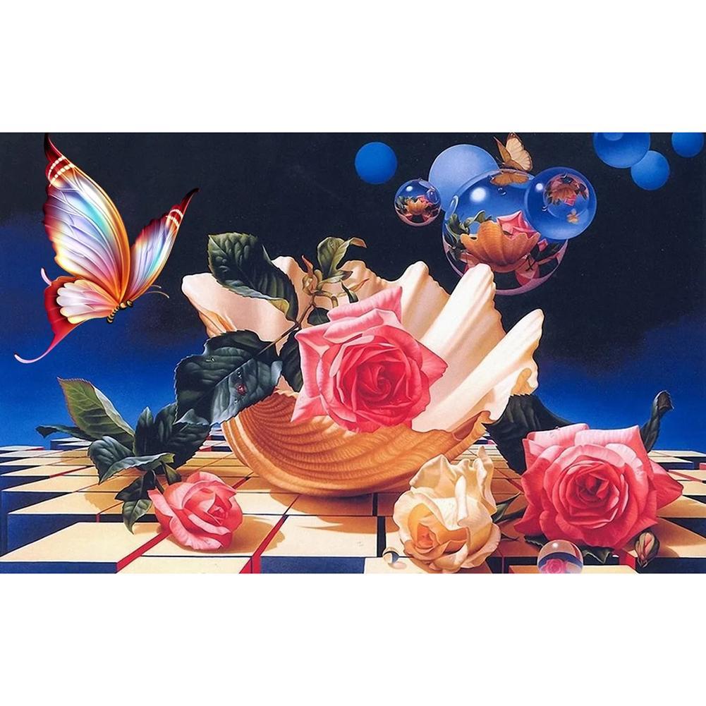 Fleur - diamant rond complet - 40x30cm