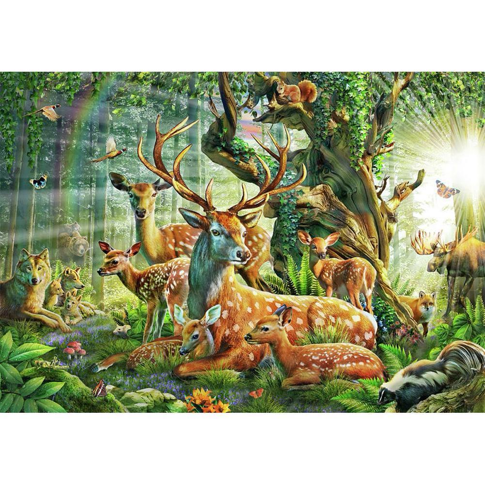 Animaux - diamant rond complet - 40x30cm