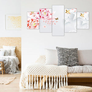 5pcs/set flower - peinture en diamant ronde - 95x45cm