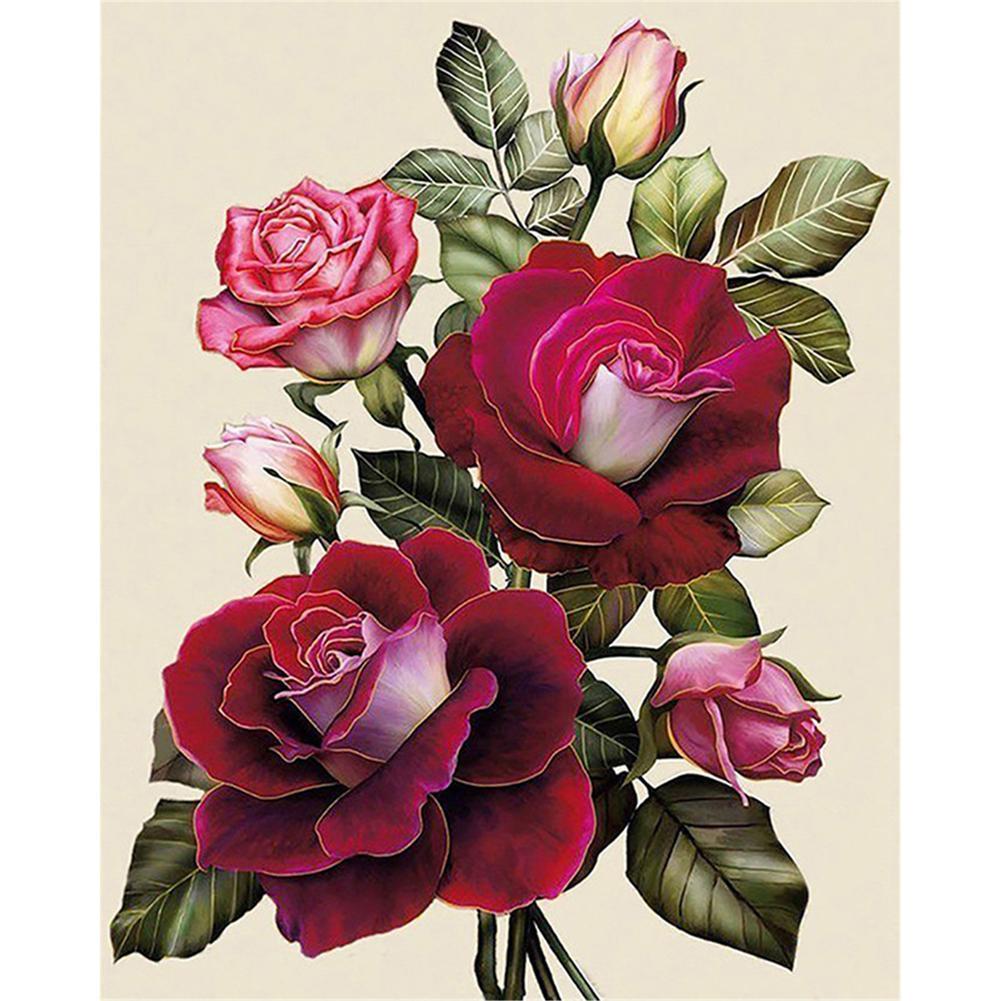 Fleur - diamant rond complet - 40x30cm