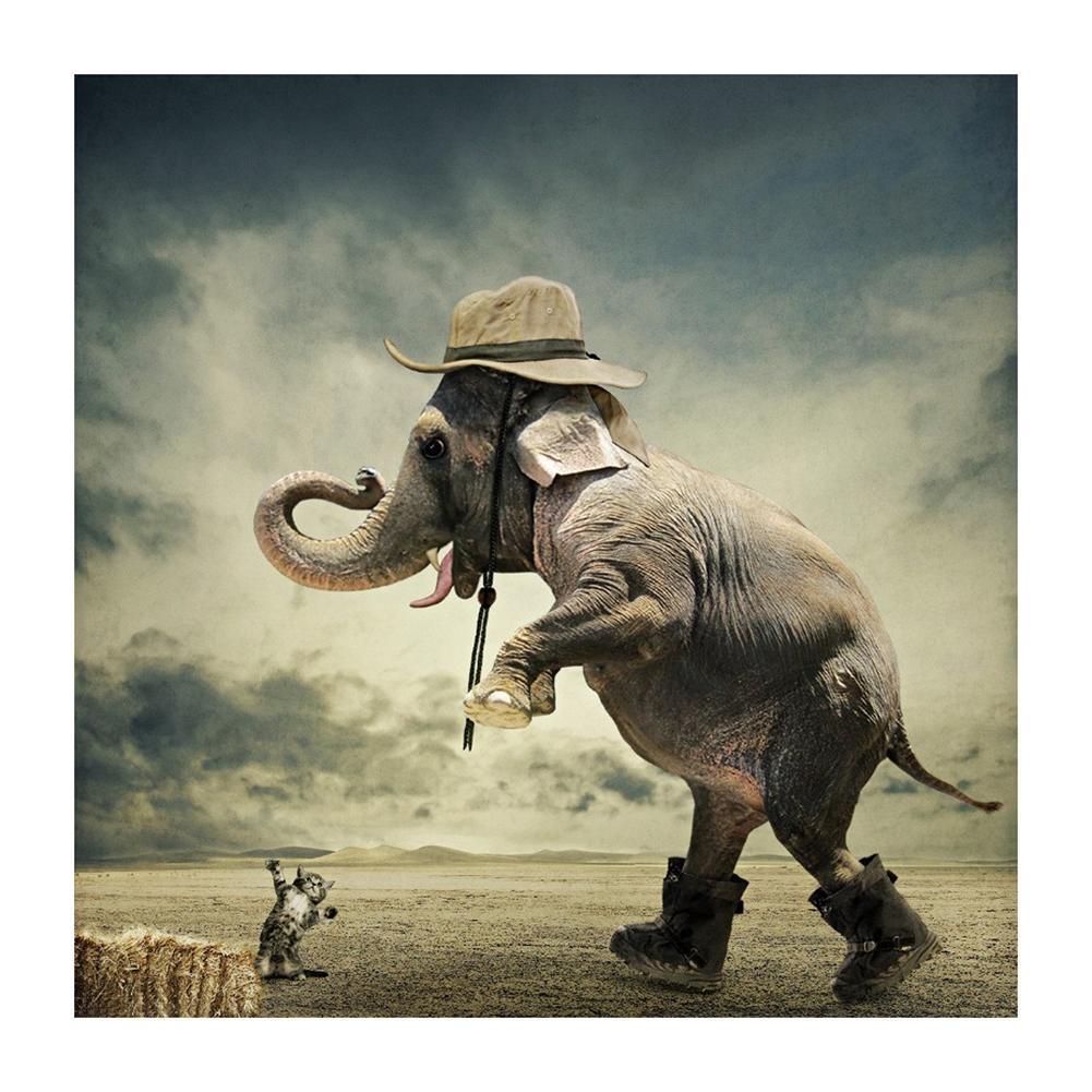 Éléphant - peinture en diamant complet - 30x30cm