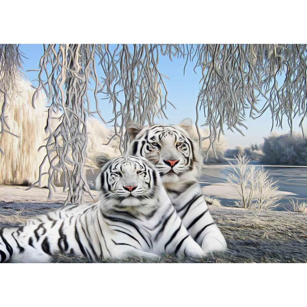 Tigre - diamant rond complet - 40x30cm