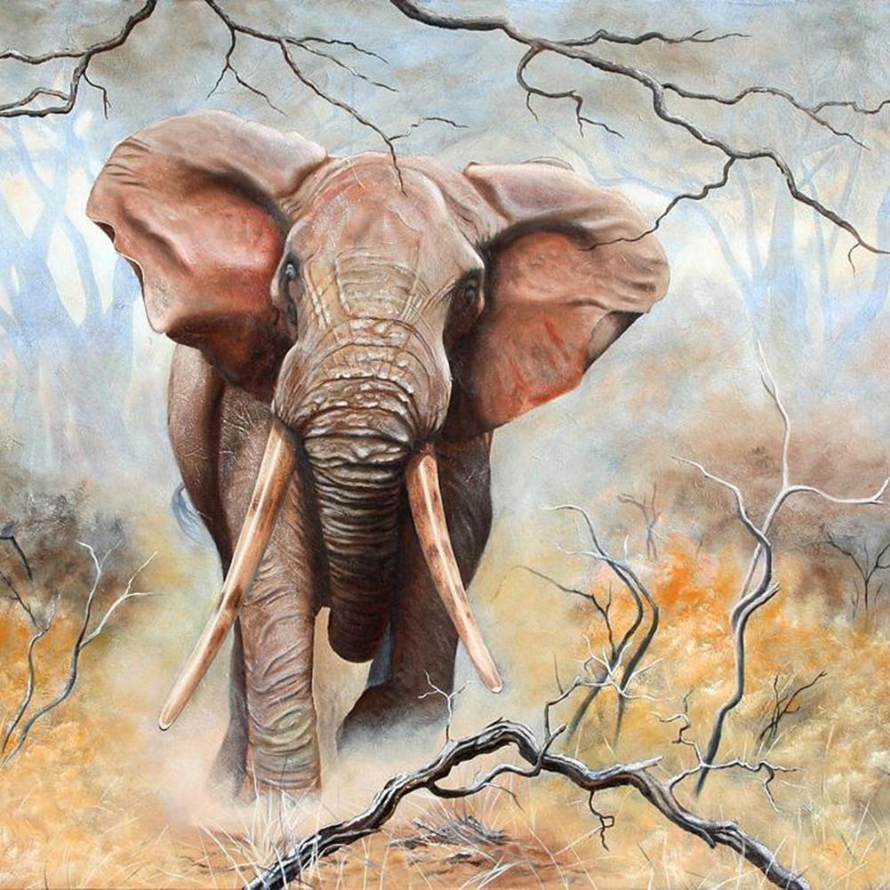 Éléphant - peinture en diamant complet - 30x30cm