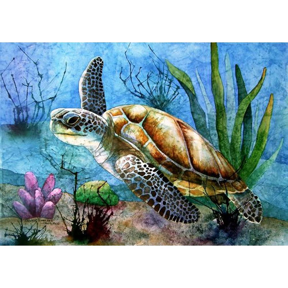 Tortue de mer - peinture en diamant complet - 40x30cm
