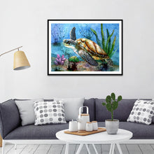 Charger l&#39;image dans la galerie, Tortue de mer - peinture en diamant complet - 40x30cm
