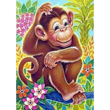 Charger l&#39;image dans la galerie, Singe - diamant rond complet - 30x40cm
