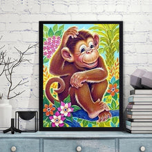 Charger l&#39;image dans la galerie, Singe - diamant rond complet - 30x40cm
