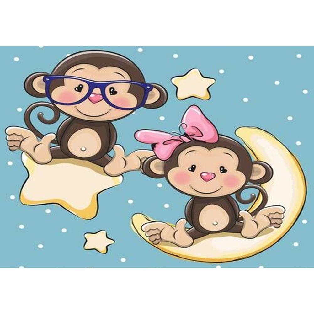 Singe - diamant rond complet - 30x40cm