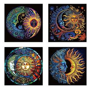 Soleil Lune Mandala-Spécial Partiel Diamond Painting-30x30cm