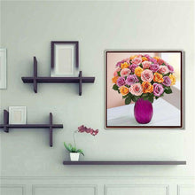 Charger l&#39;image dans la galerie, Fleurs - diamant rond complet - 30x30cm
