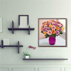Fleurs - diamant rond complet - 30x30cm