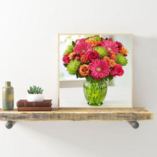 Charger l&#39;image dans la galerie, Fleurs - diamant rond complet - 30x30cm
