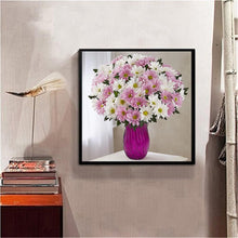 Charger l&#39;image dans la galerie, Fleurs - diamant rond complet - 30x30cm
