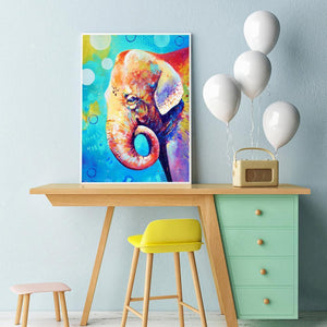 Éléphant - diamant rond complet - 30x40cm