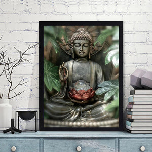 Statue de Bouddha - diamant rond complet - 30x40cm
