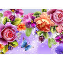 Charger l&#39;image dans la galerie, Fleurs - peinture en diamant complet - 40x30cm
