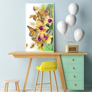 Papillon de fleur - diamant rond complet - 30x48cm