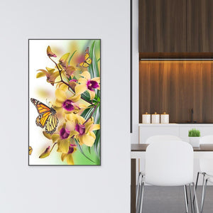 Papillon de fleur - diamant rond complet - 30x48cm