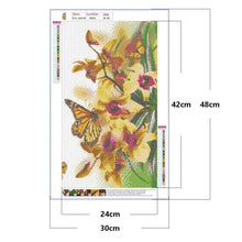 Charger l&#39;image dans la galerie, Papillon de fleur - diamant rond complet - 30x48cm
