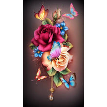 Charger l&#39;image dans la galerie, Papillon de fleur - diamant rond complet - 30x48cm
