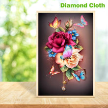 Charger l&#39;image dans la galerie, Papillon de fleur - diamant rond complet - 30x48cm
