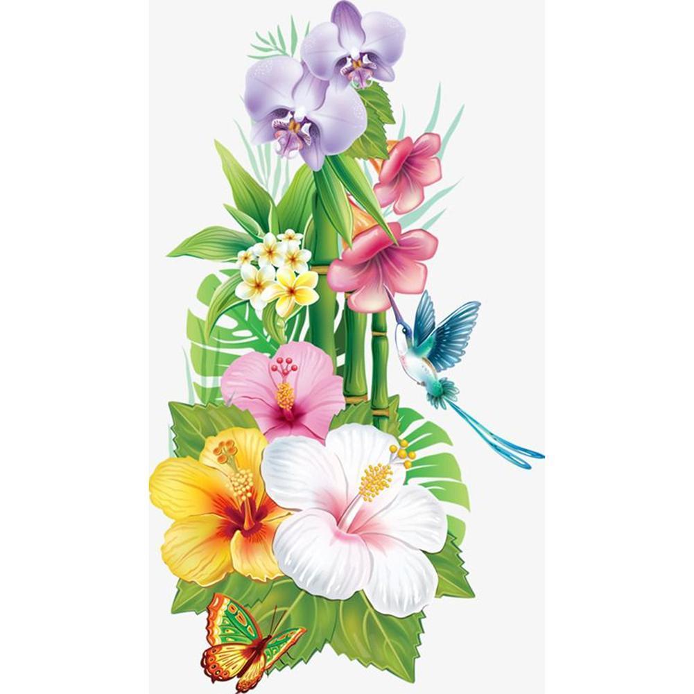 Papillon de fleur - diamant rond complet - 30x48cm