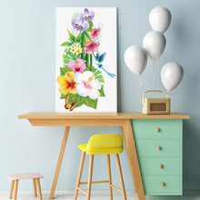 Charger l&#39;image dans la galerie, Papillon de fleur - diamant rond complet - 30x48cm
