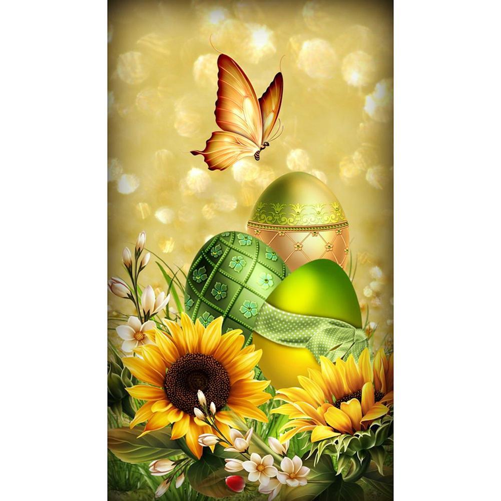 Papillon de fleur - diamant rond complet - 30x35cm