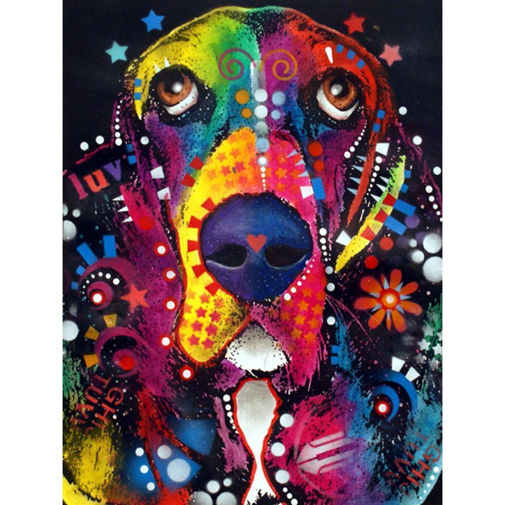 Chien - diamant rond complet - 25x30cm