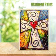 Charger l&#39;image dans la galerie, Croix - diamant rond complet - 30x40cm
