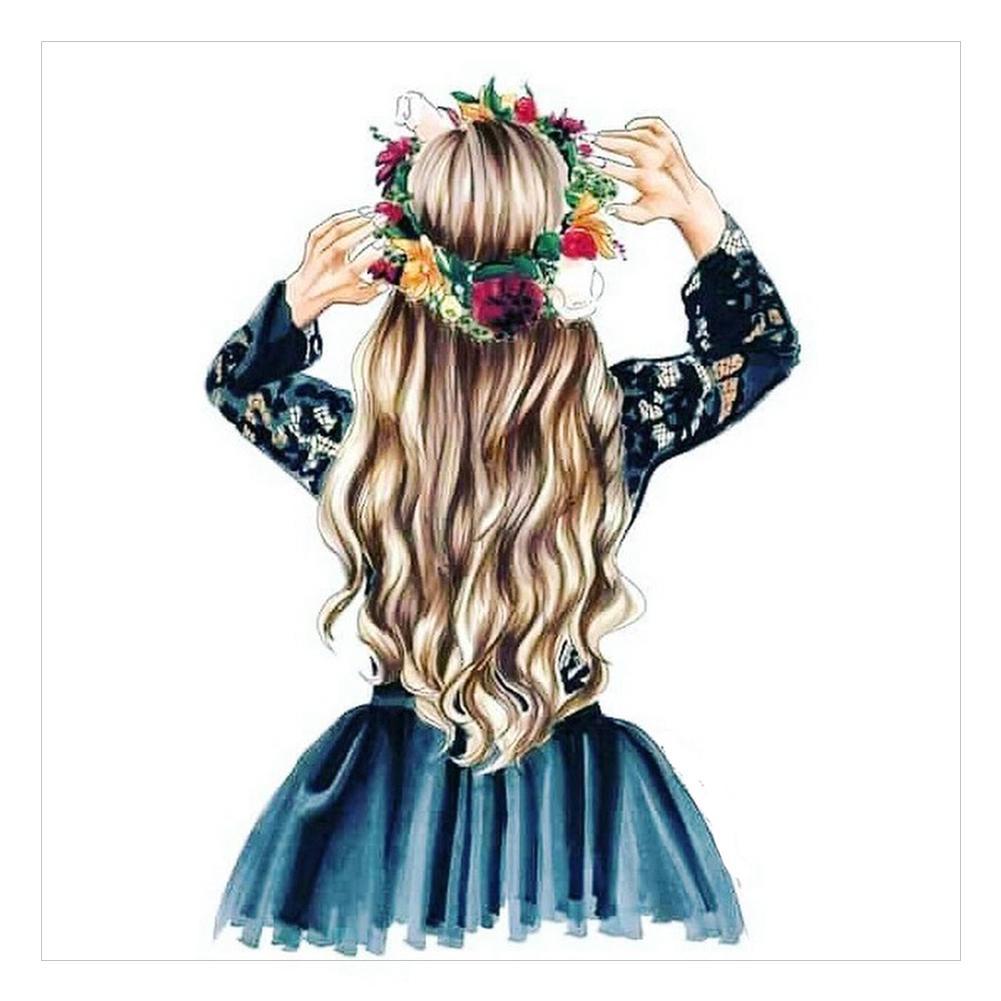 Fille - diamant rond complet - 30x30cm