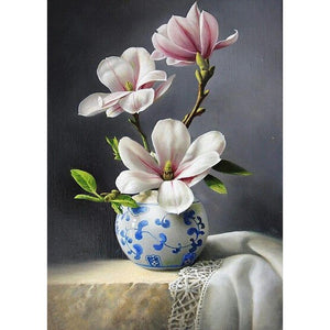 Fleurs - diamant rond complet - 30x40cm