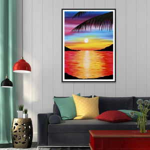 Vue sur la mer - diamant rond complet - 30x40cm